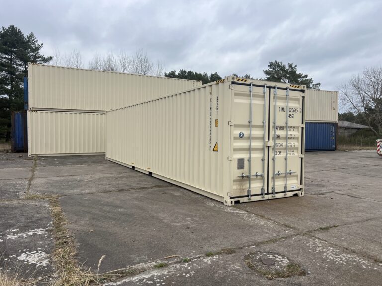 40ft High Cube container RAL 1015 (ivory) with fork pockets – new