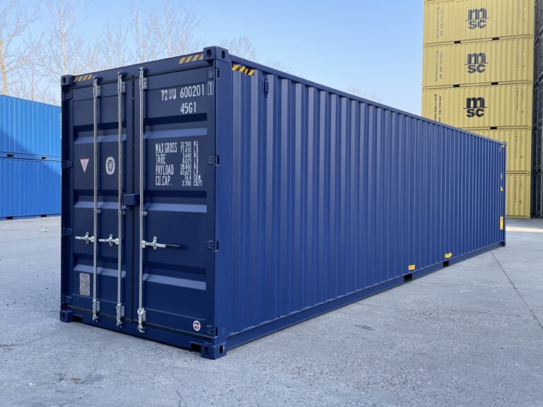 40ft High Cube container RAL 5013 (blue) with fork pockets –