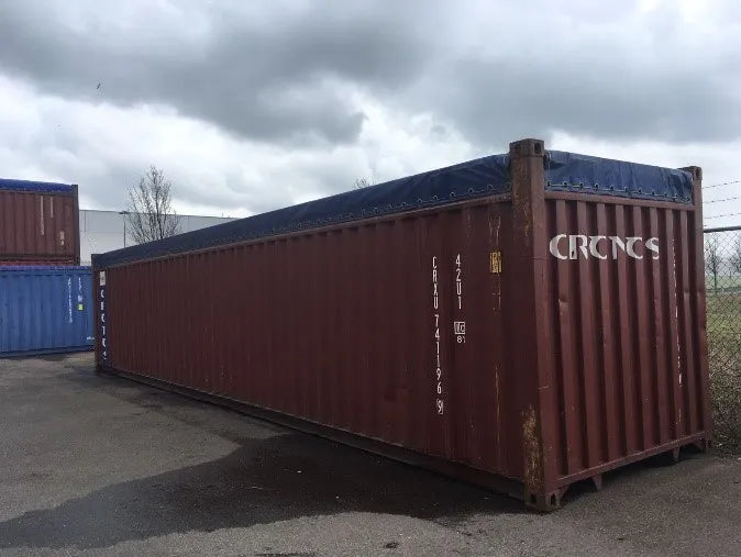 Used 40ft open top container – With tarpaulin and removable roof bow