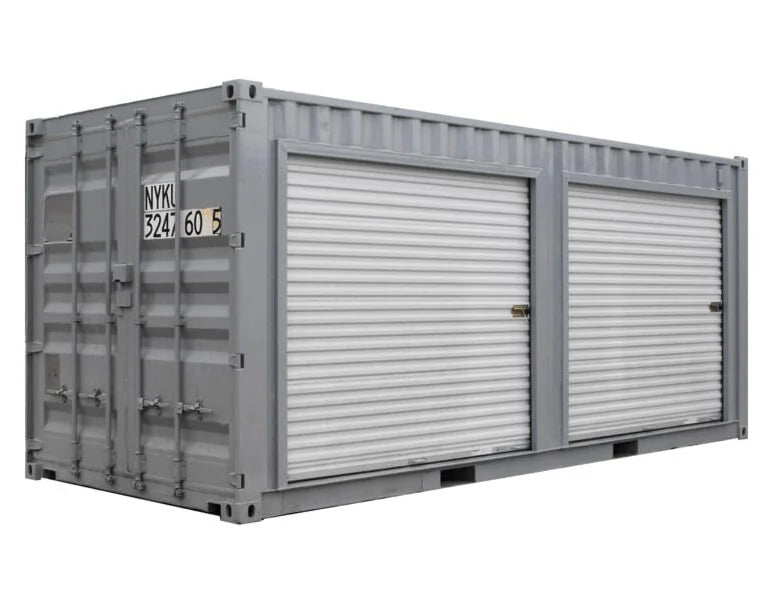 20-foot shipping container with dual side access garage door